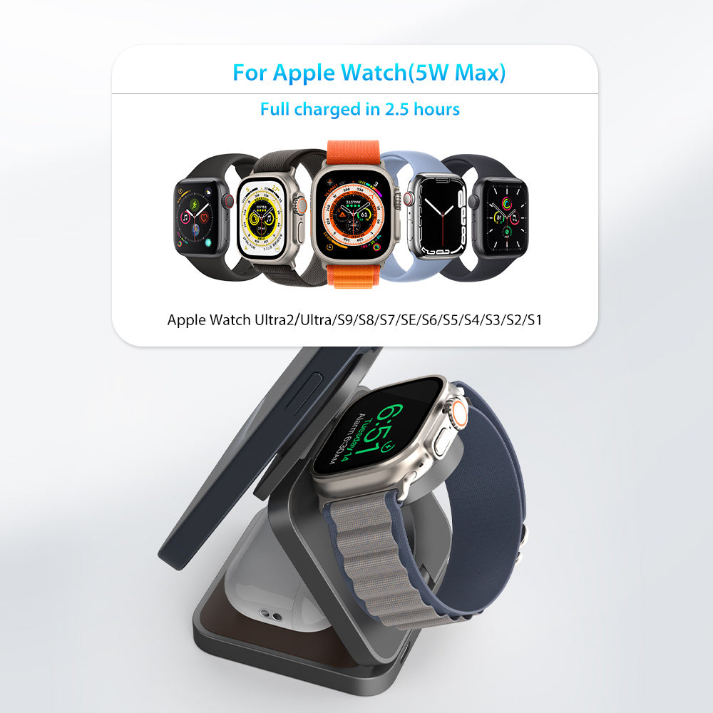 Magnetic Folding Bracket Three-in-one Wireless Charger