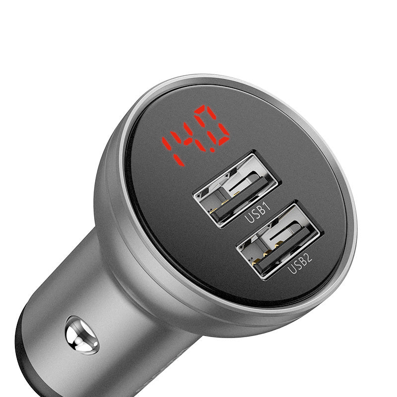 Metal digital display dual USB car charger