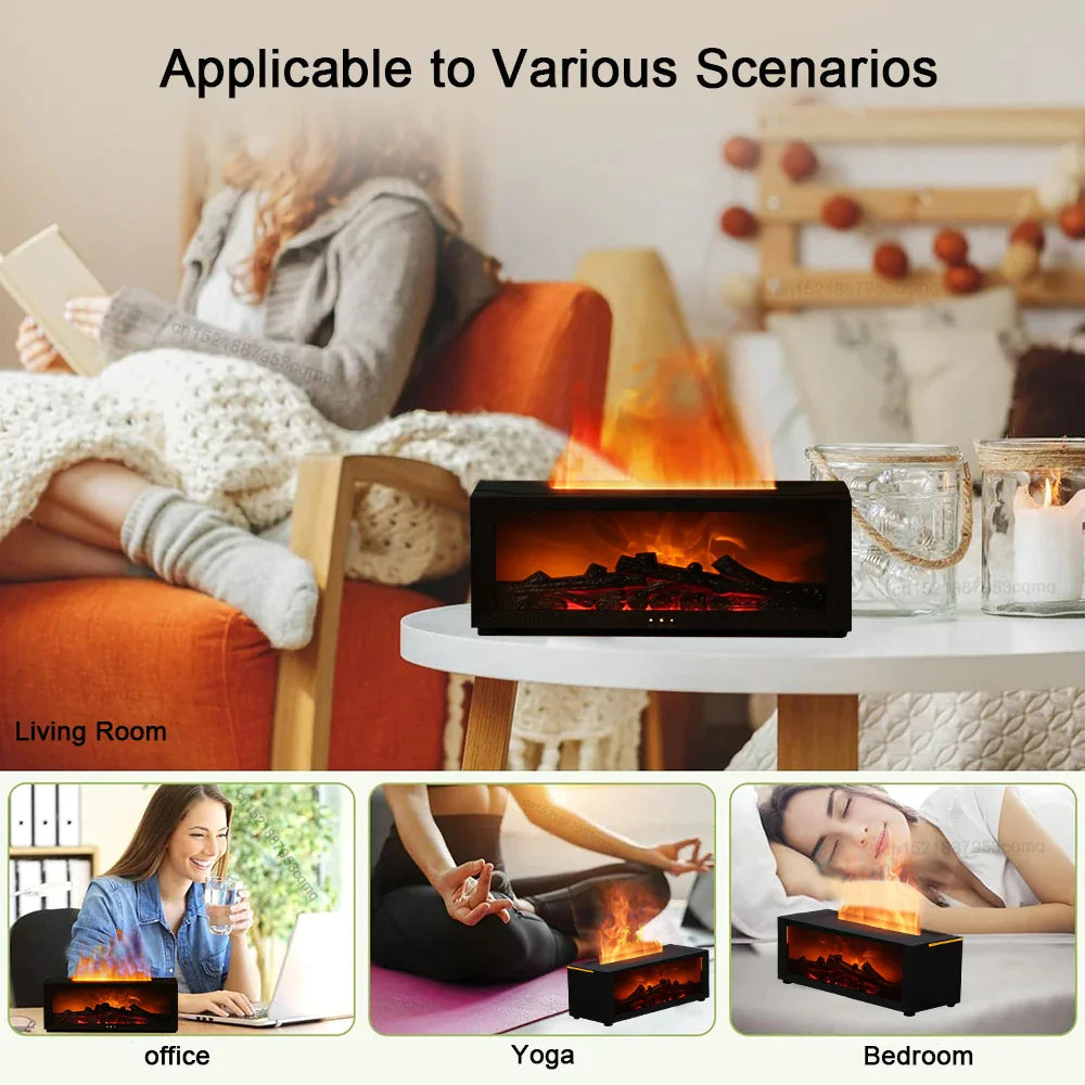 LED Fireplace Essence Diffuser – Soothing Mist & Cozy Ambience